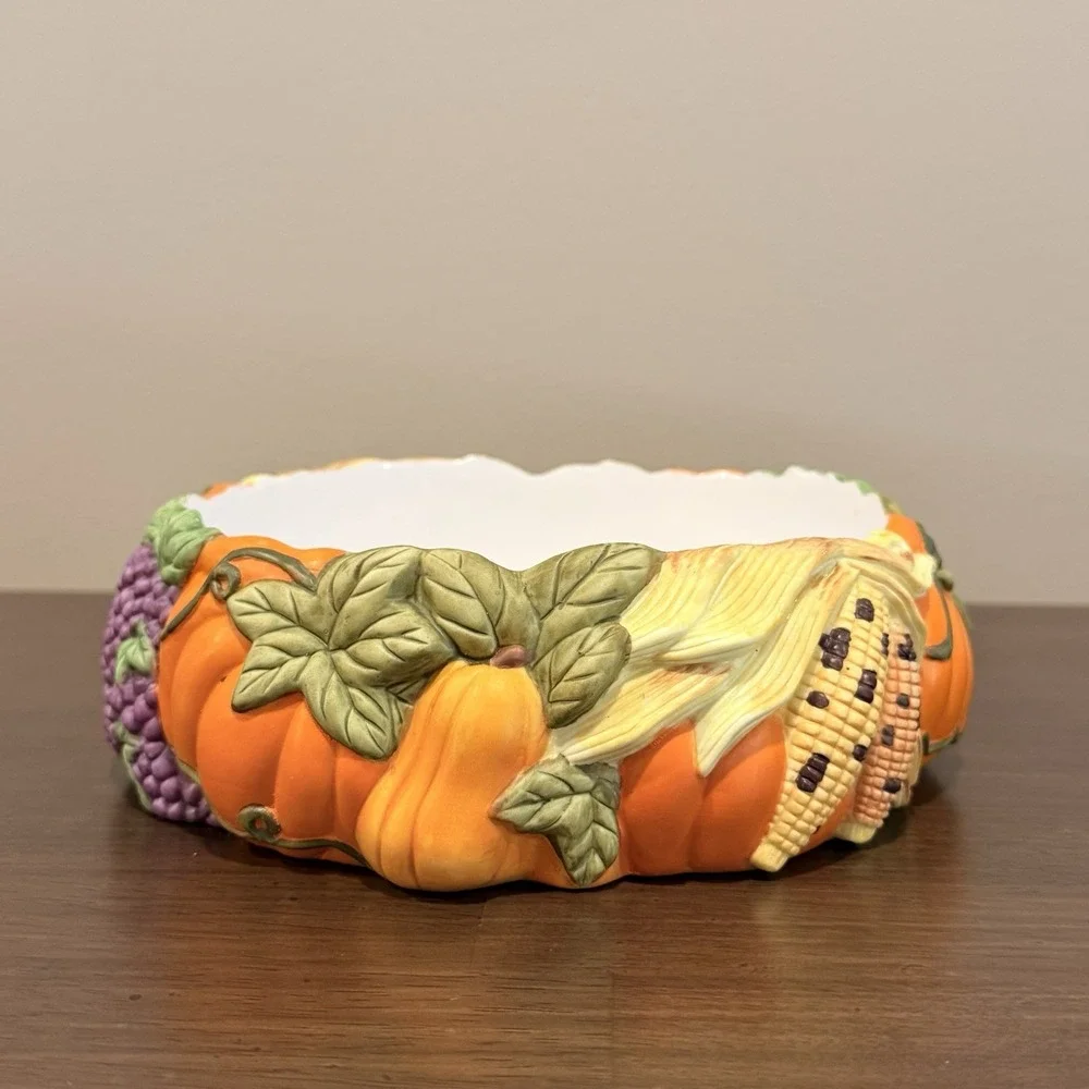 Partylite Harvest Time 3-Wick Holder Retired Fall Decor Cottagecore Thanksgiving